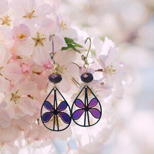 Ionized Rainbow Butterfly Filigree Cutout Metal Dangle Earrings Iridescent Boho